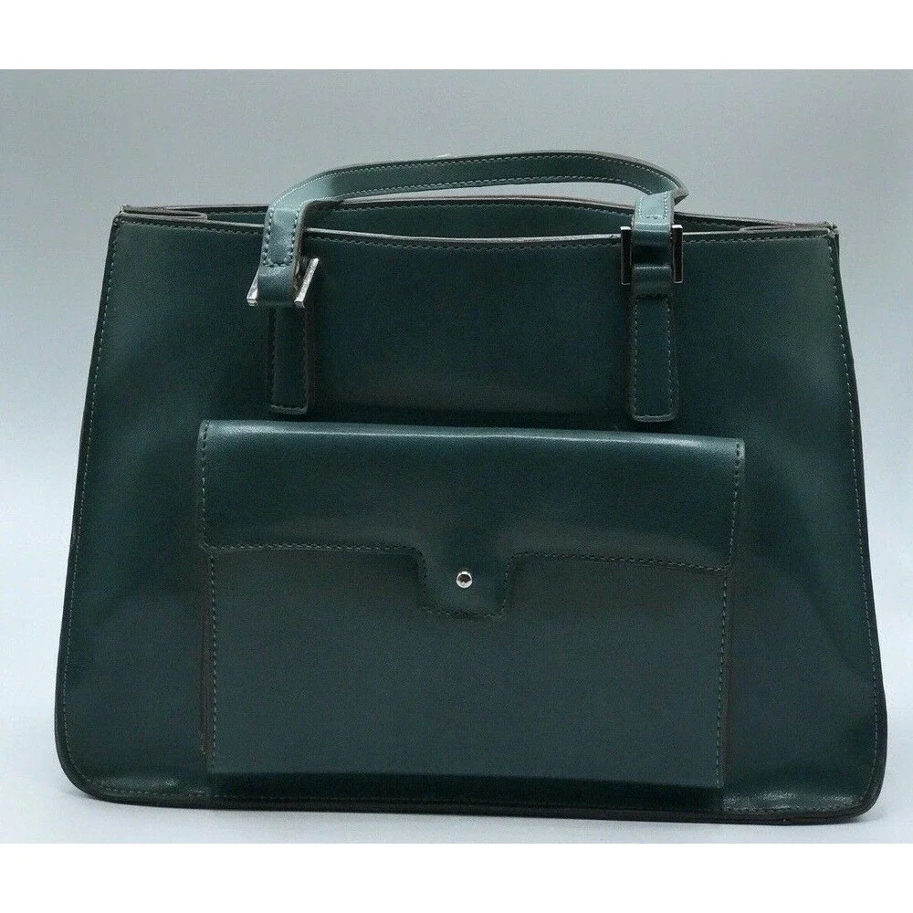 MONDANI New York Faux‎ Leather Handbag Tote Zip Top Teal Blue